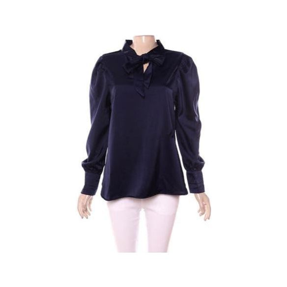 Bow Collar Silk Satin Shirts Blouses 