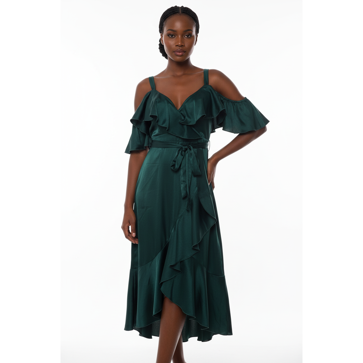 Satin V-Neck Sexy Dress