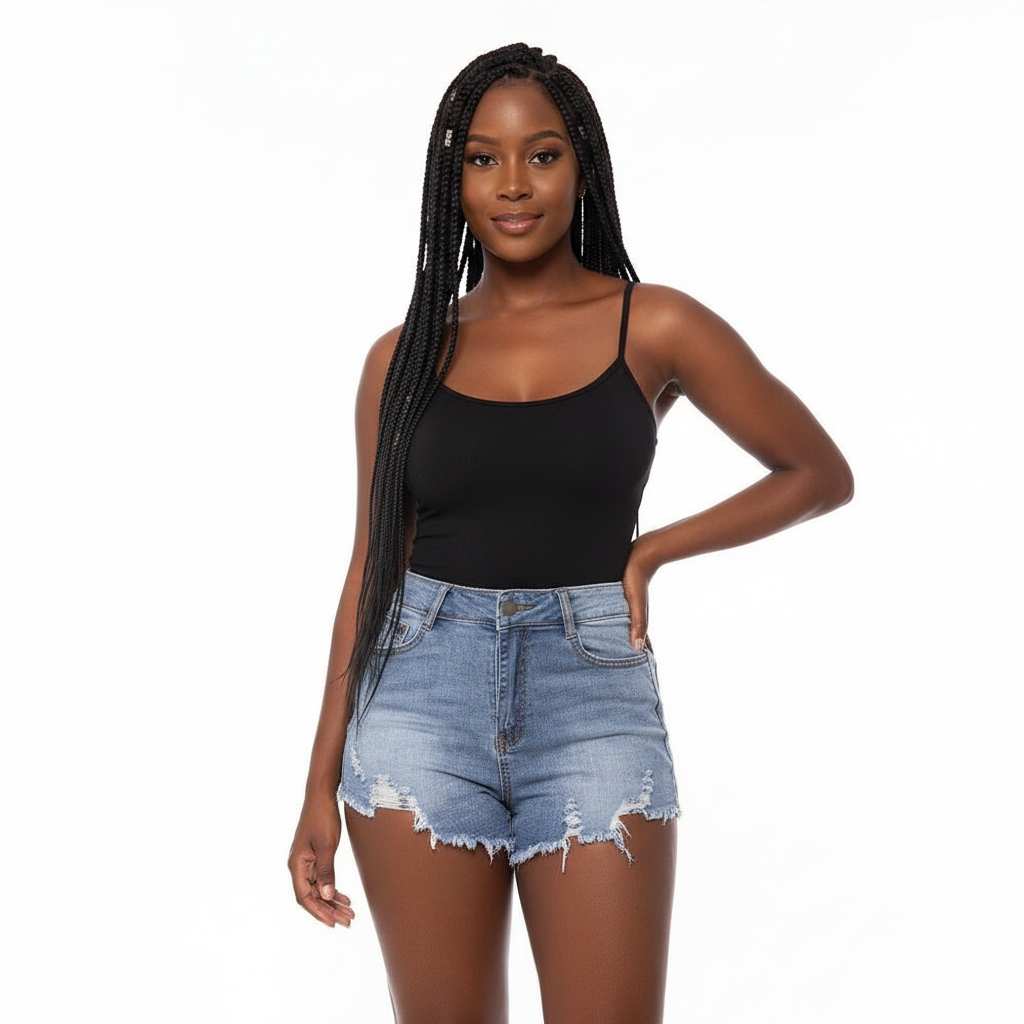 Distressed Denim Bam Short