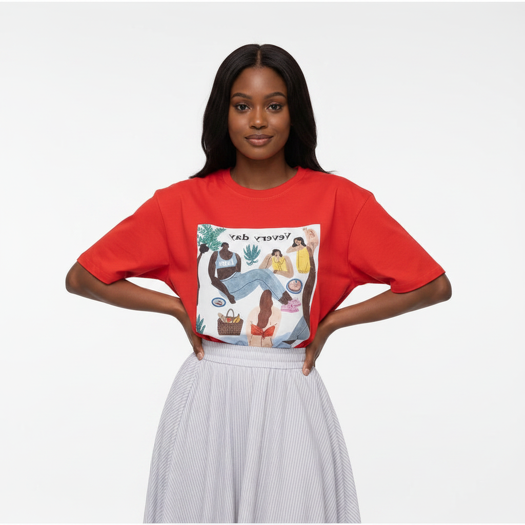 Print Round Neck  T-shirts