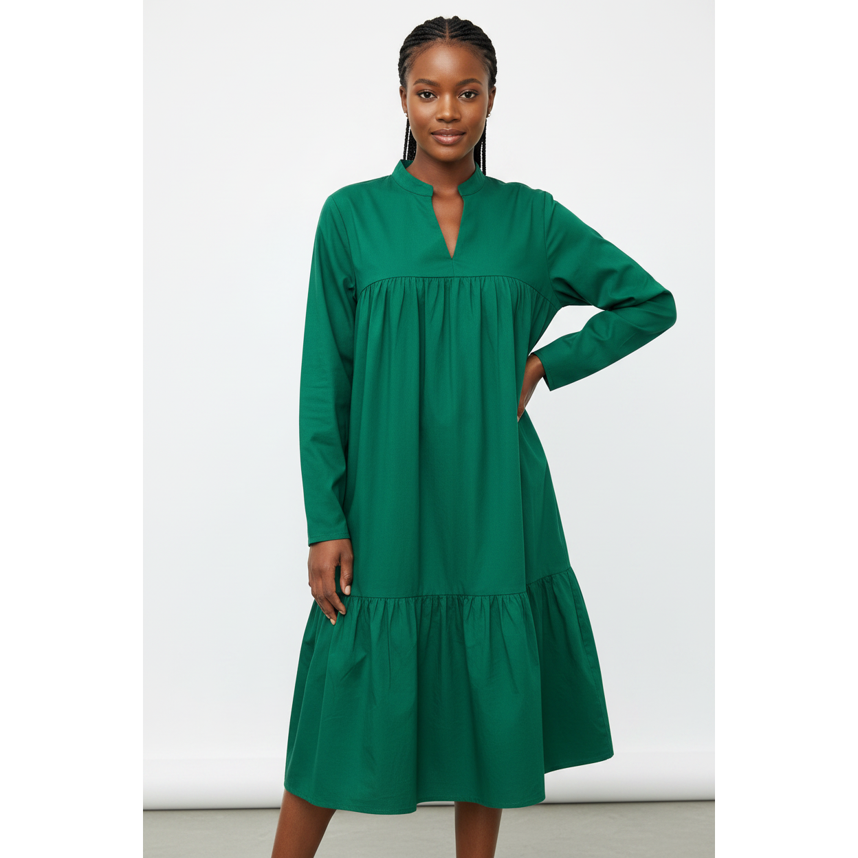 V-Neck Midi Bubble Dress