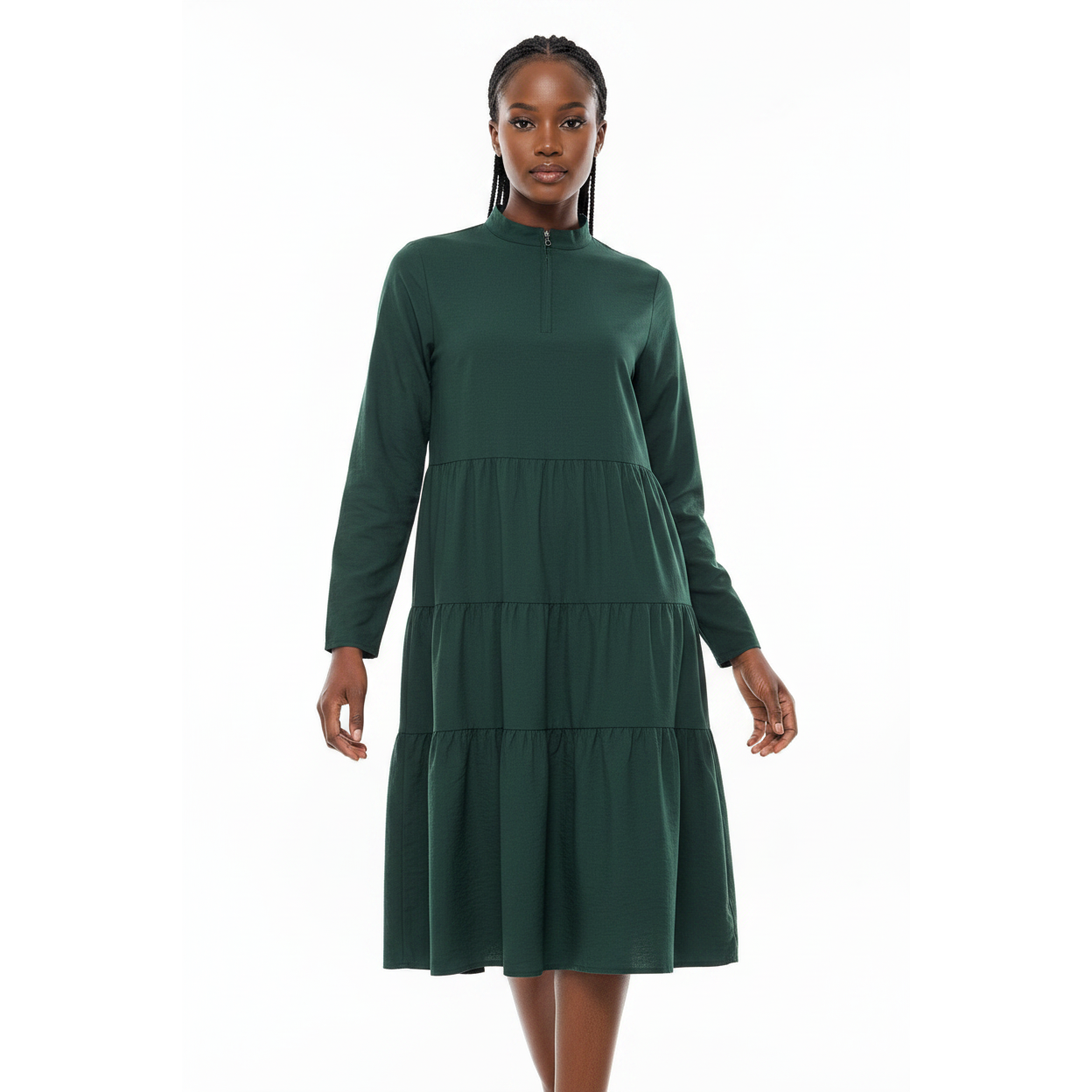 V-Neck Midi Bubble Dress