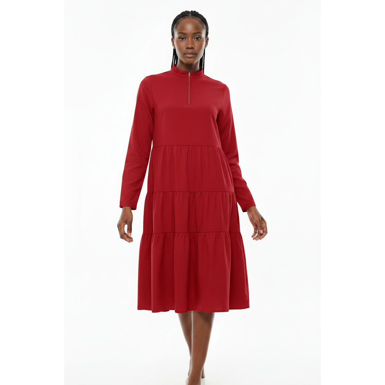 V-Neck Midi Bubble Dress