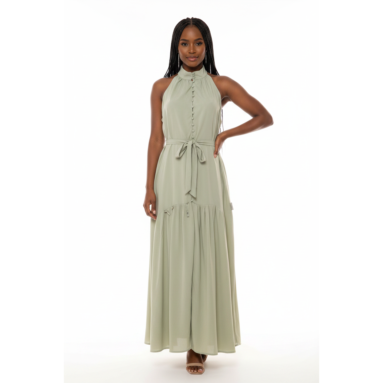 Butoon up Sleeveless Maxi Dress 