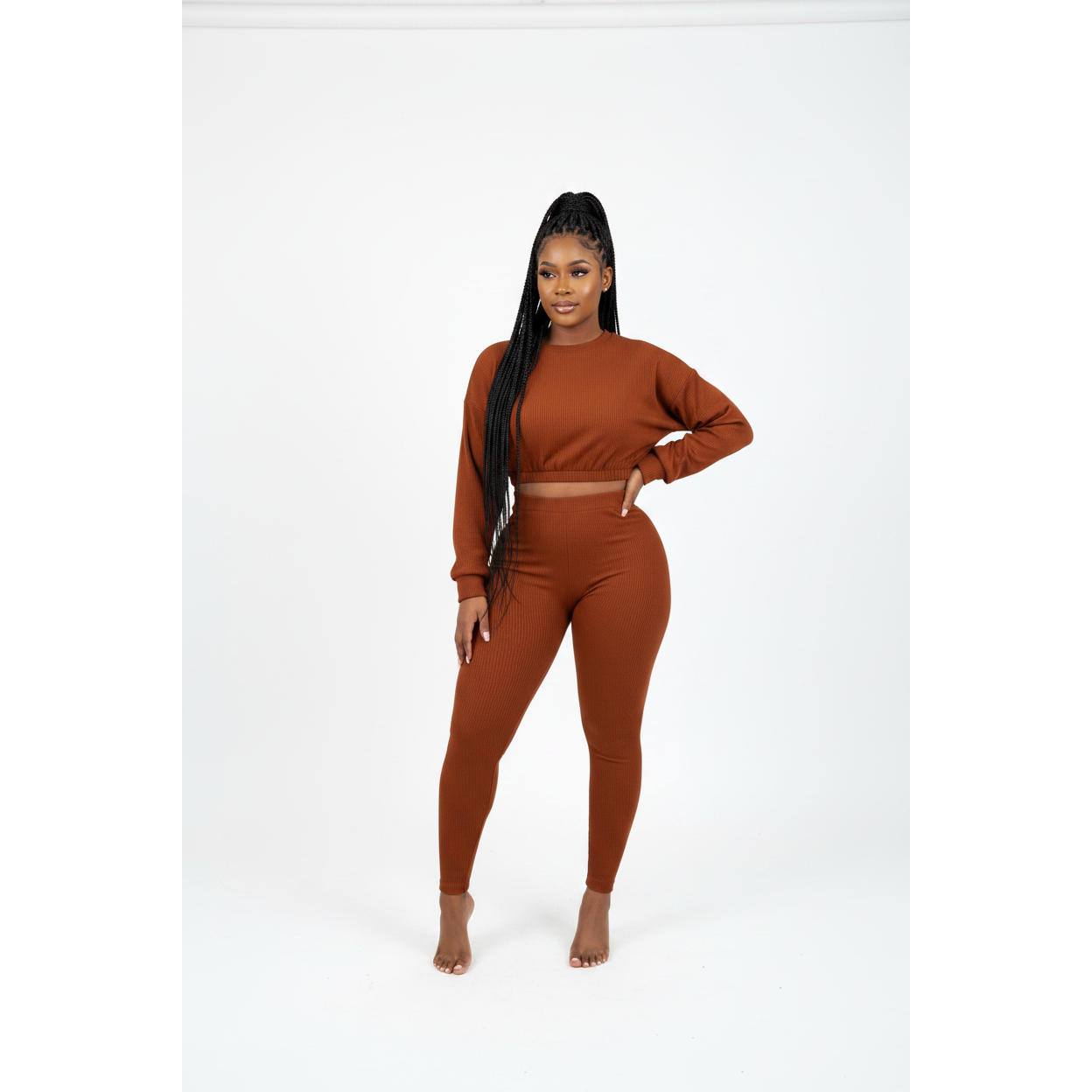 Women's Ribbed Two-Piece Tracksuit Set