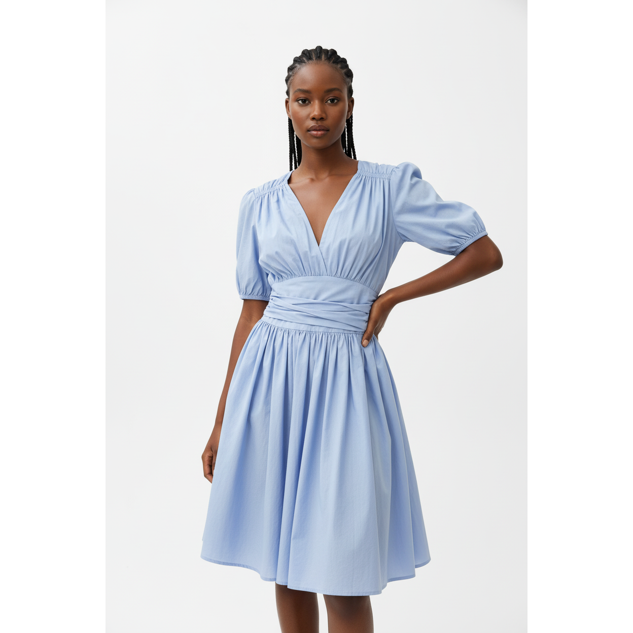 Deep V-Neck Mini Dress 