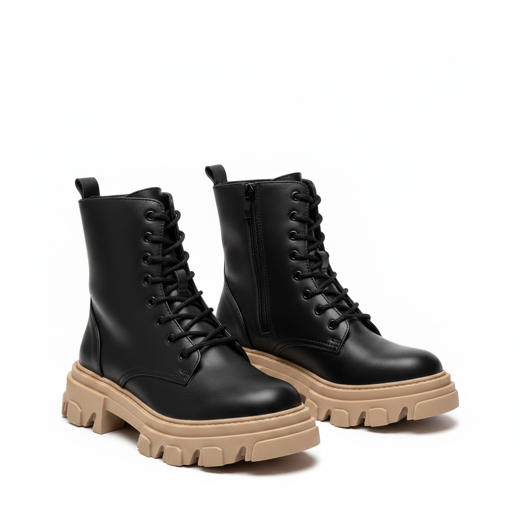 lace-up ankle boots with a chunky lug sole