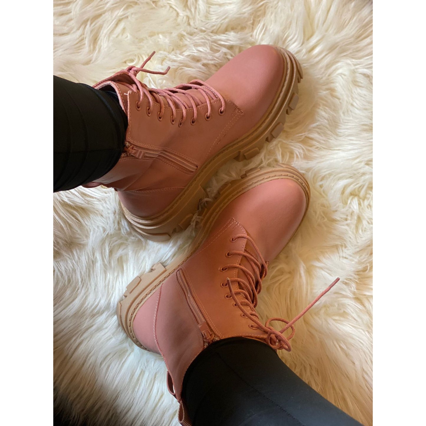 lace-up ankle boots with a chunky lug sole