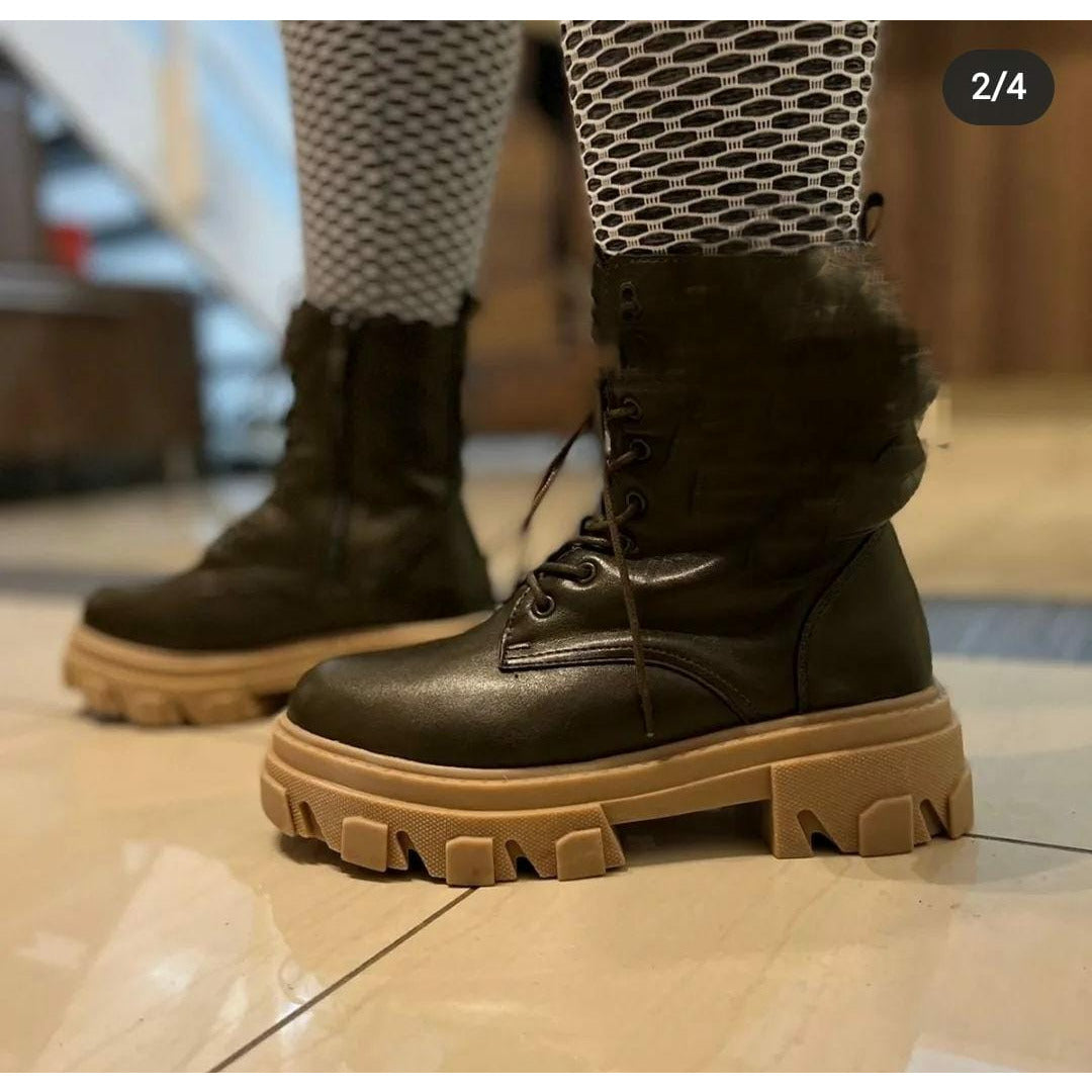 lace-up ankle boots with a chunky lug sole