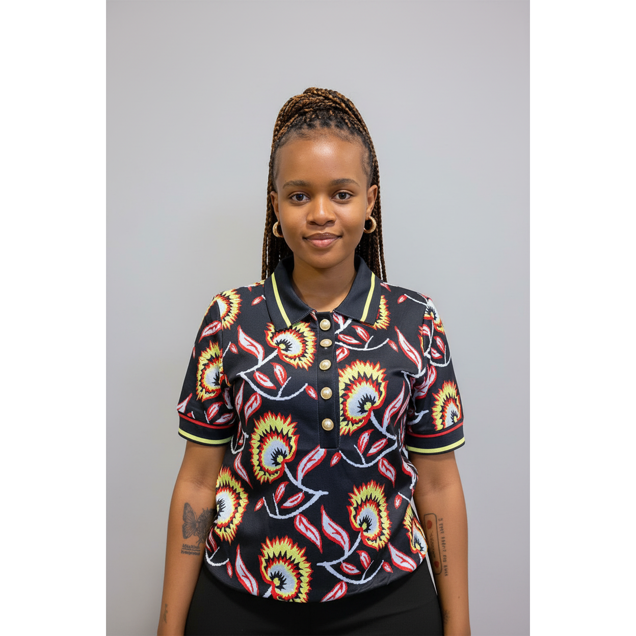 Cropped Jacquard Knit Top
