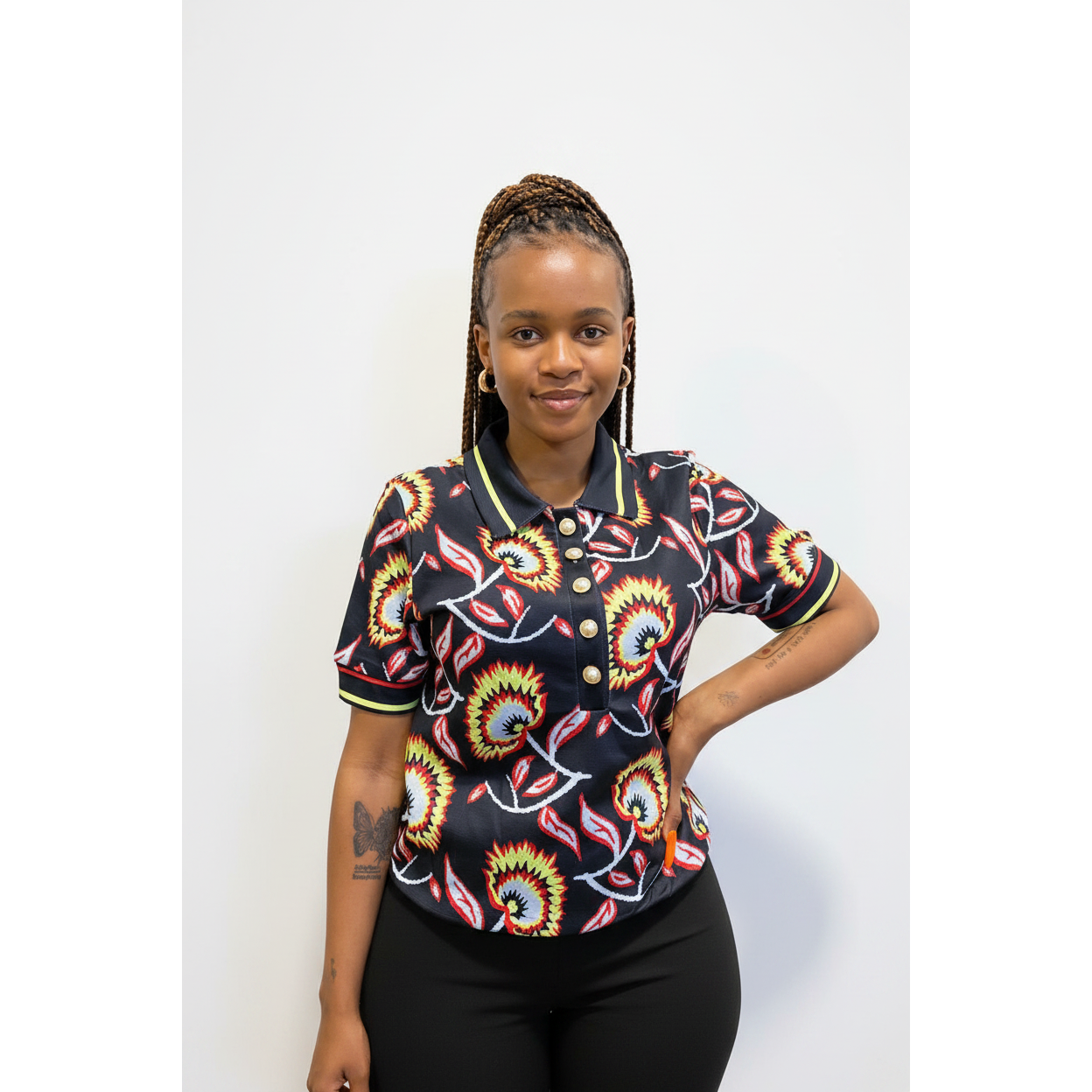 Cropped Jacquard Knit Top