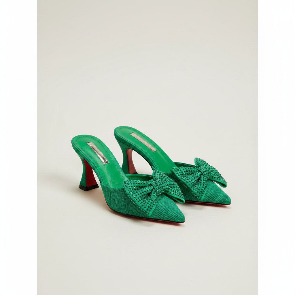 Pointed toe big bow stiletto shoes