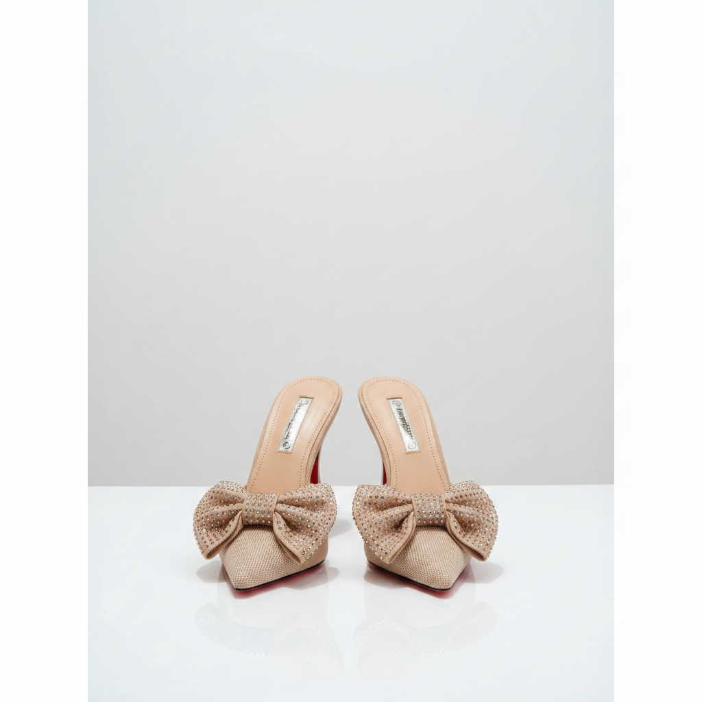 Pointed toe big bow stiletto shoes