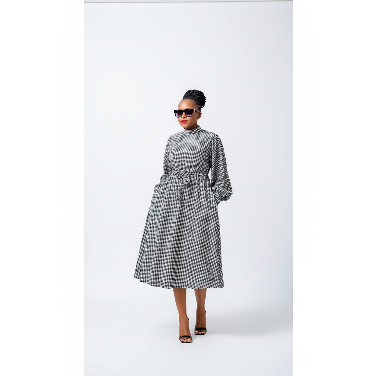 Long Sleeve Plaid Maxi Dress