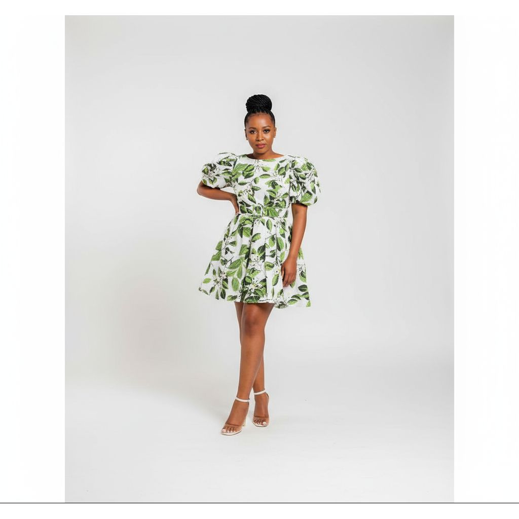 3/4 Sleeves Midi Ankara Dress main image 1