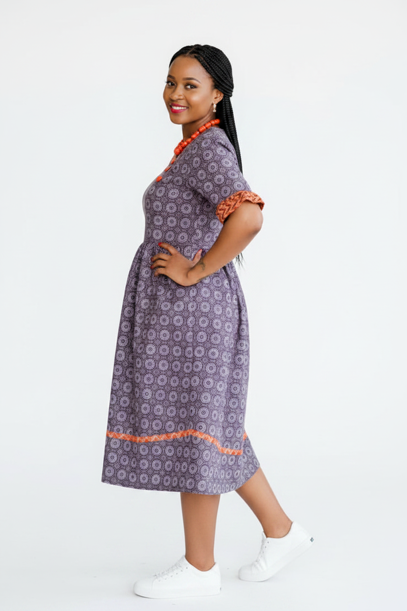 Three Quarter Sleeve Ankara Dress