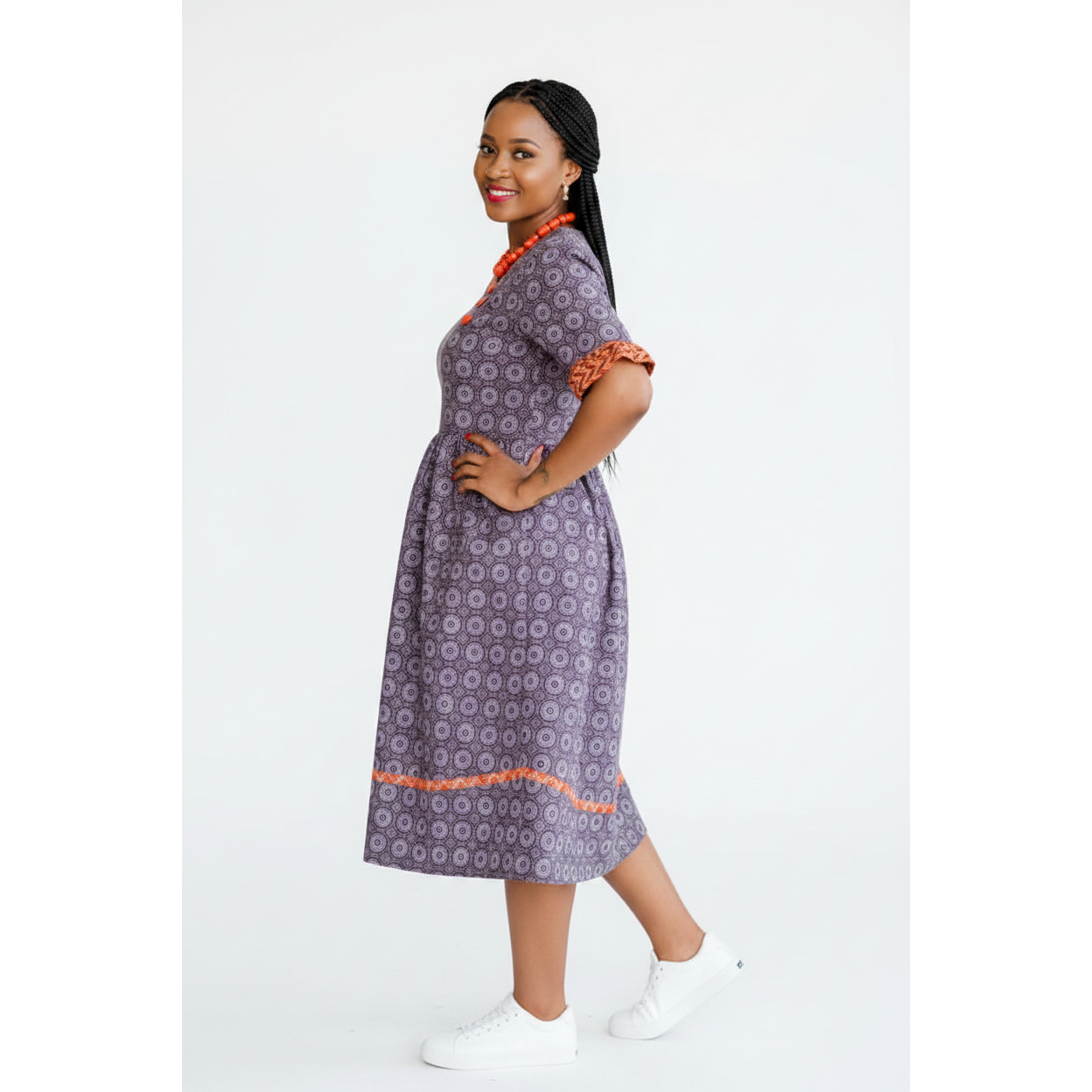 Three Quarter Sleeve Ankara Dress