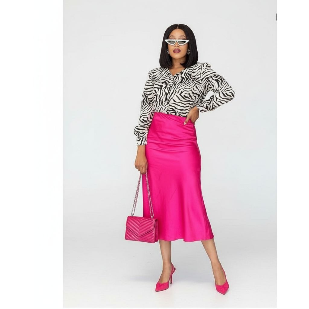 Long High Waisted Satin Silky Skirt