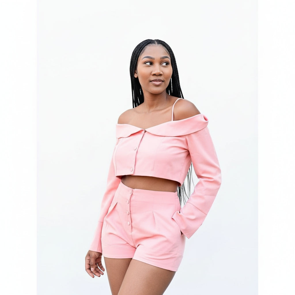 High-Waisted Short  & Crop Outfit Set