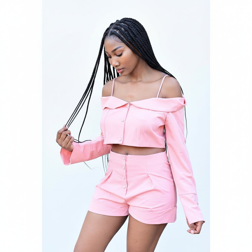 High-Waisted Short  & Crop Outfit Set