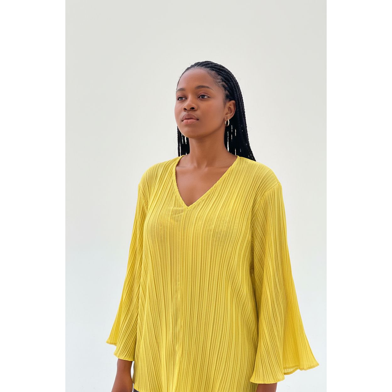 V-Neck Pleated Top