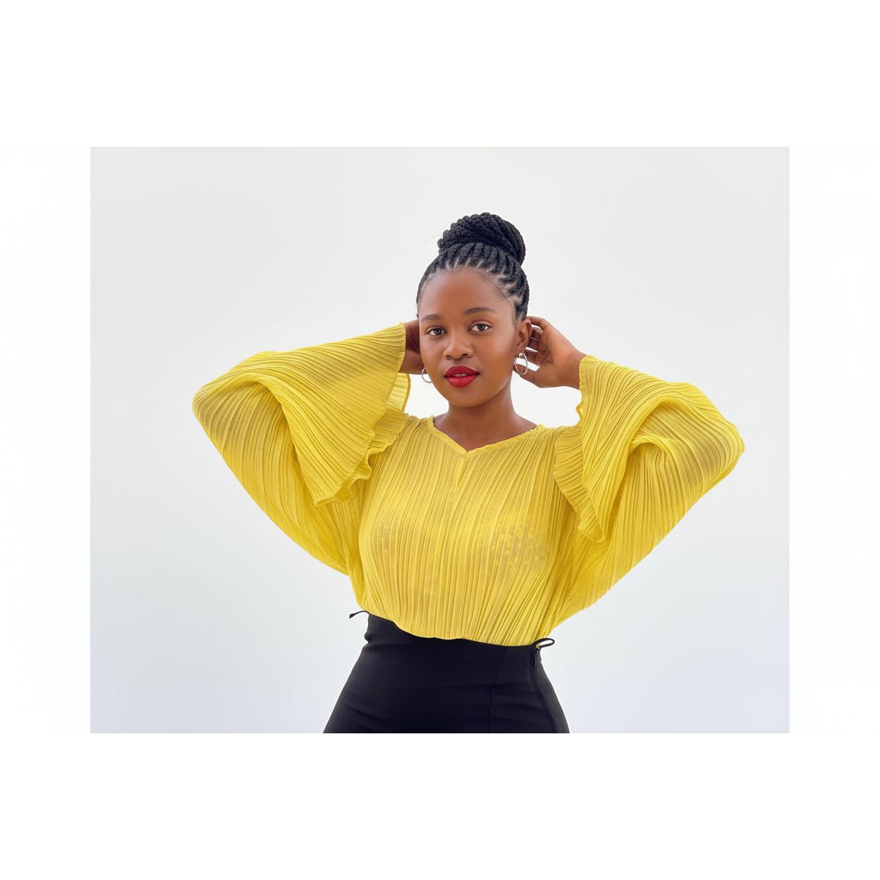 V-Neck Pleated Top