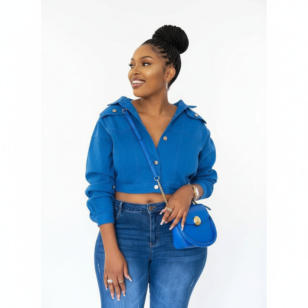 Button Solid Color Jean Jacket