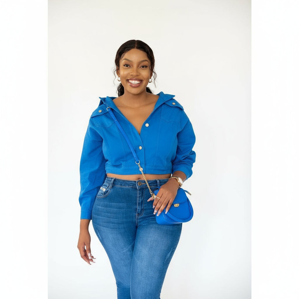 Button Solid Color Jean Jacket