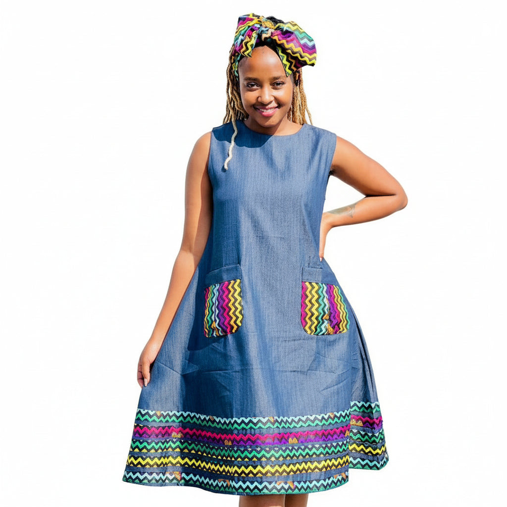 Sleeveless High Waisted Traditional Dress