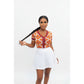 Buttoned Printed V-Neck T-Shirt