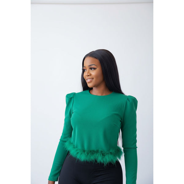 Casual Round Neck Feather Top – YELLOW SUB TRADING