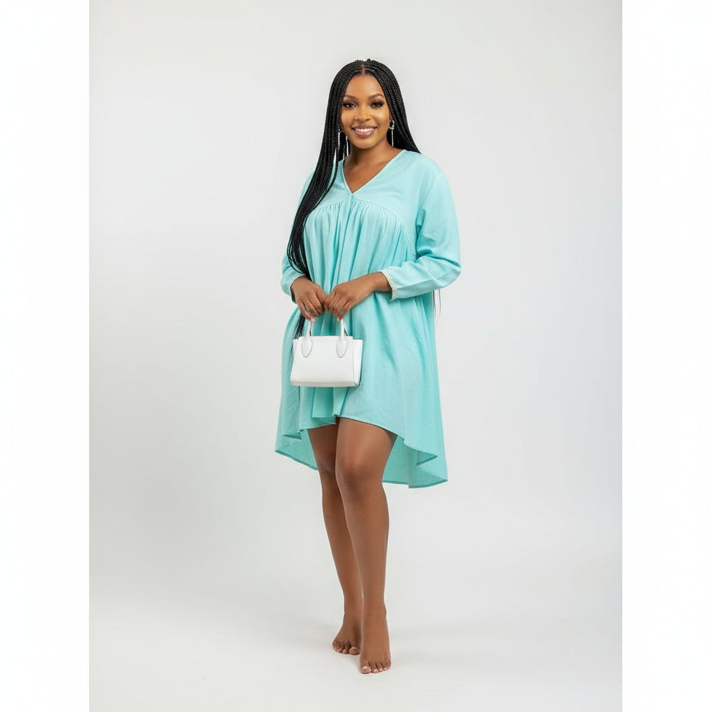 V-Neck Midi Bubble Dress