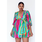 Multi-Color V-Neck Mini Dress