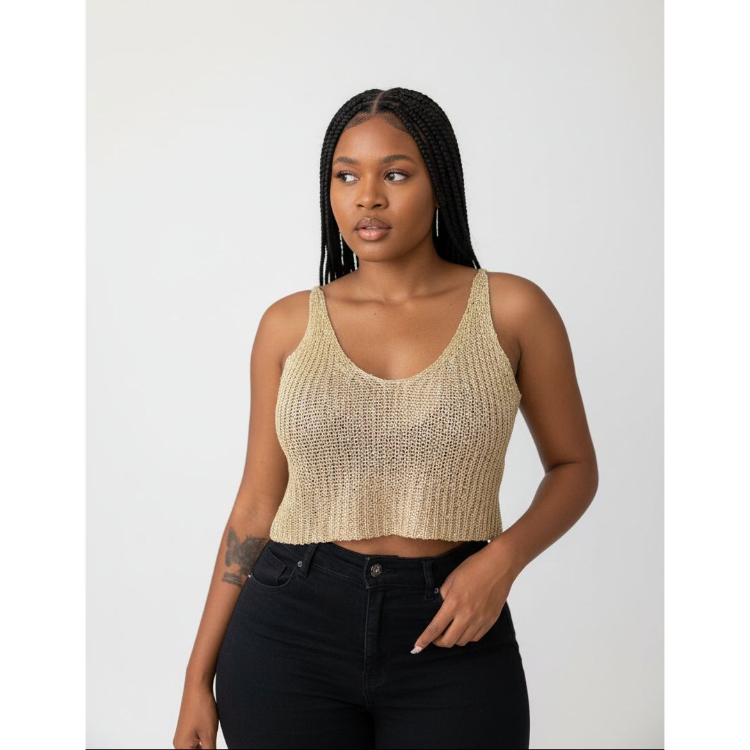 Half Sequin Crop Top