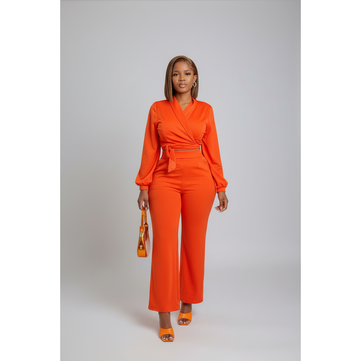 High Waisted Pant and Crop Top Set