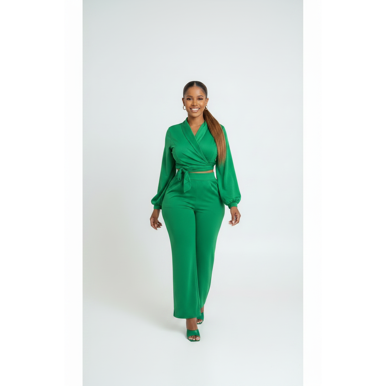 High Waisted Pant and Crop Top Set