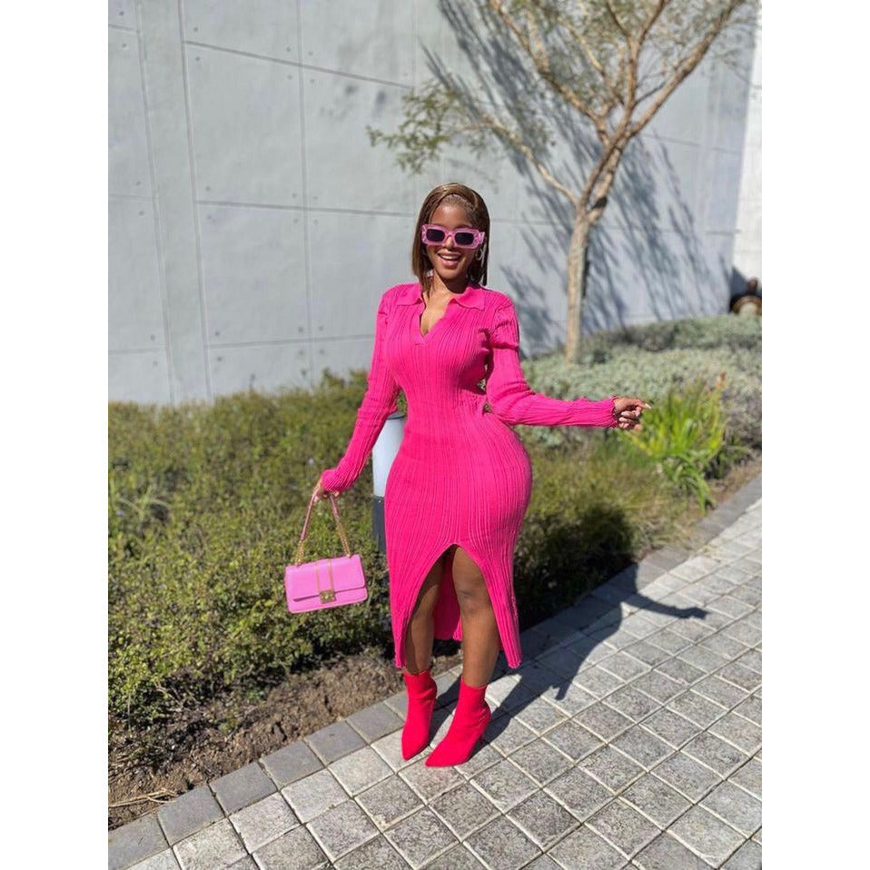 Side Slit Knitted Dress