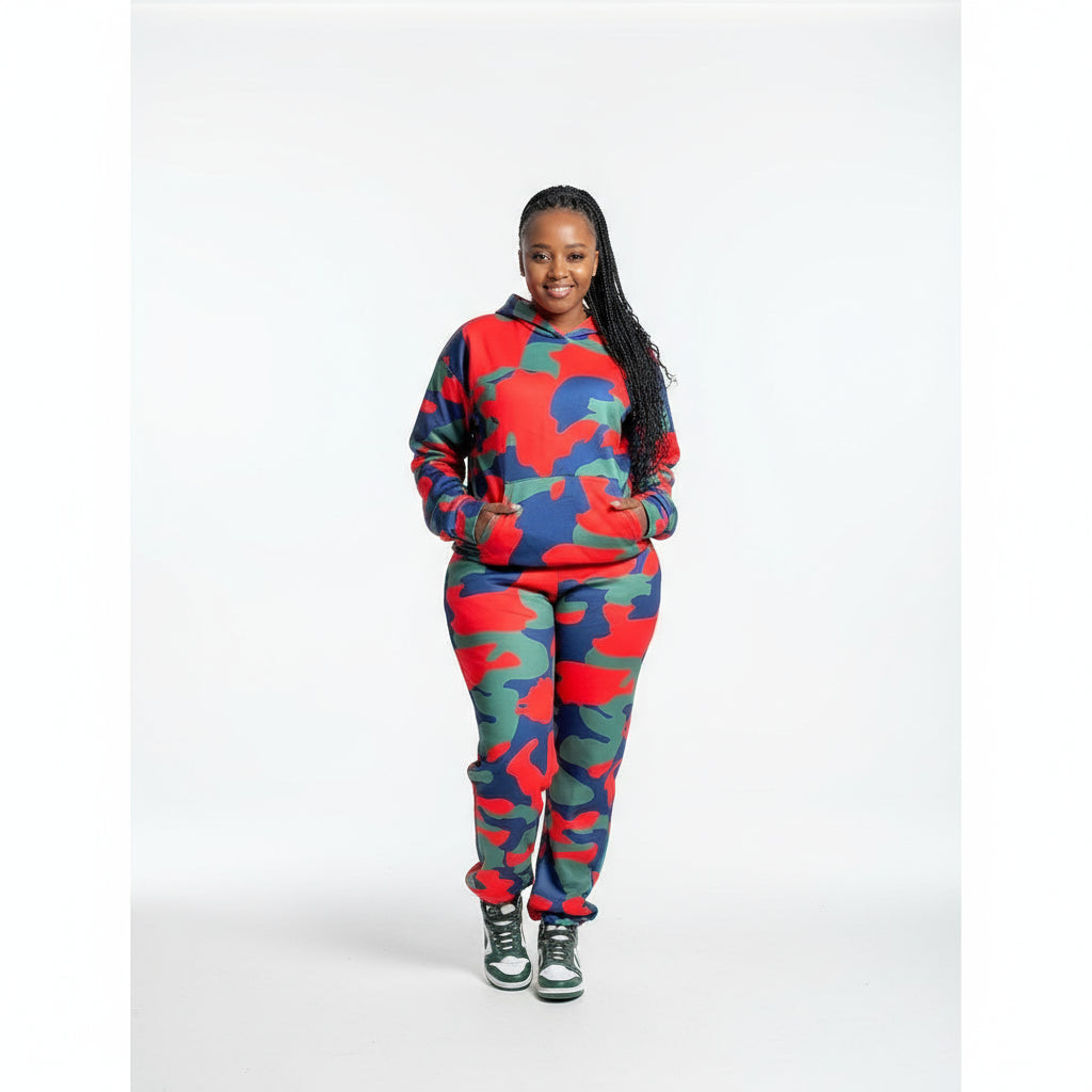 Camouflage Hooded Tracksuit Set