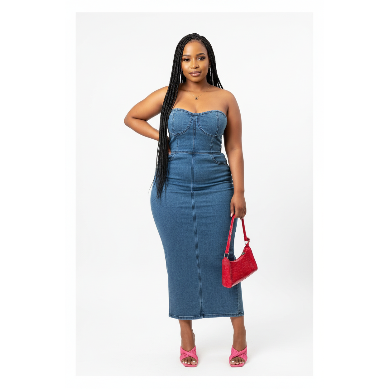Boob Tube Elegant Denim Bodycon Dress
