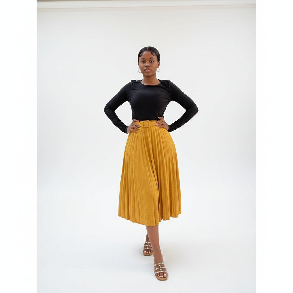 Suade Pleated Midi Skirts