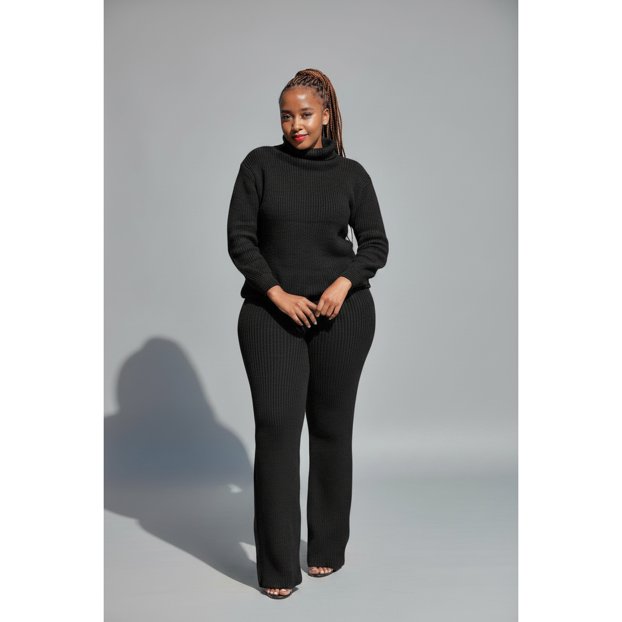 Knitted Sweater and Wide Pant Set