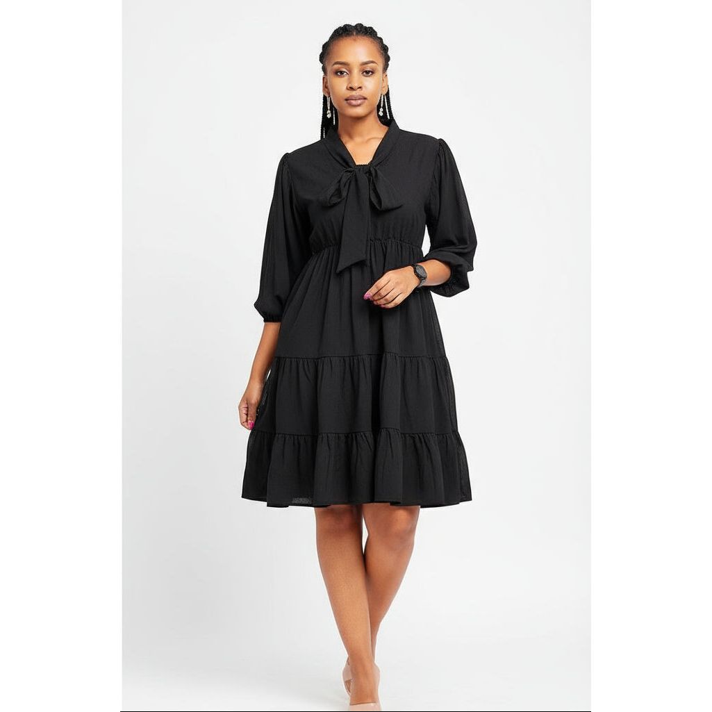 Solid Color Pleated Dress