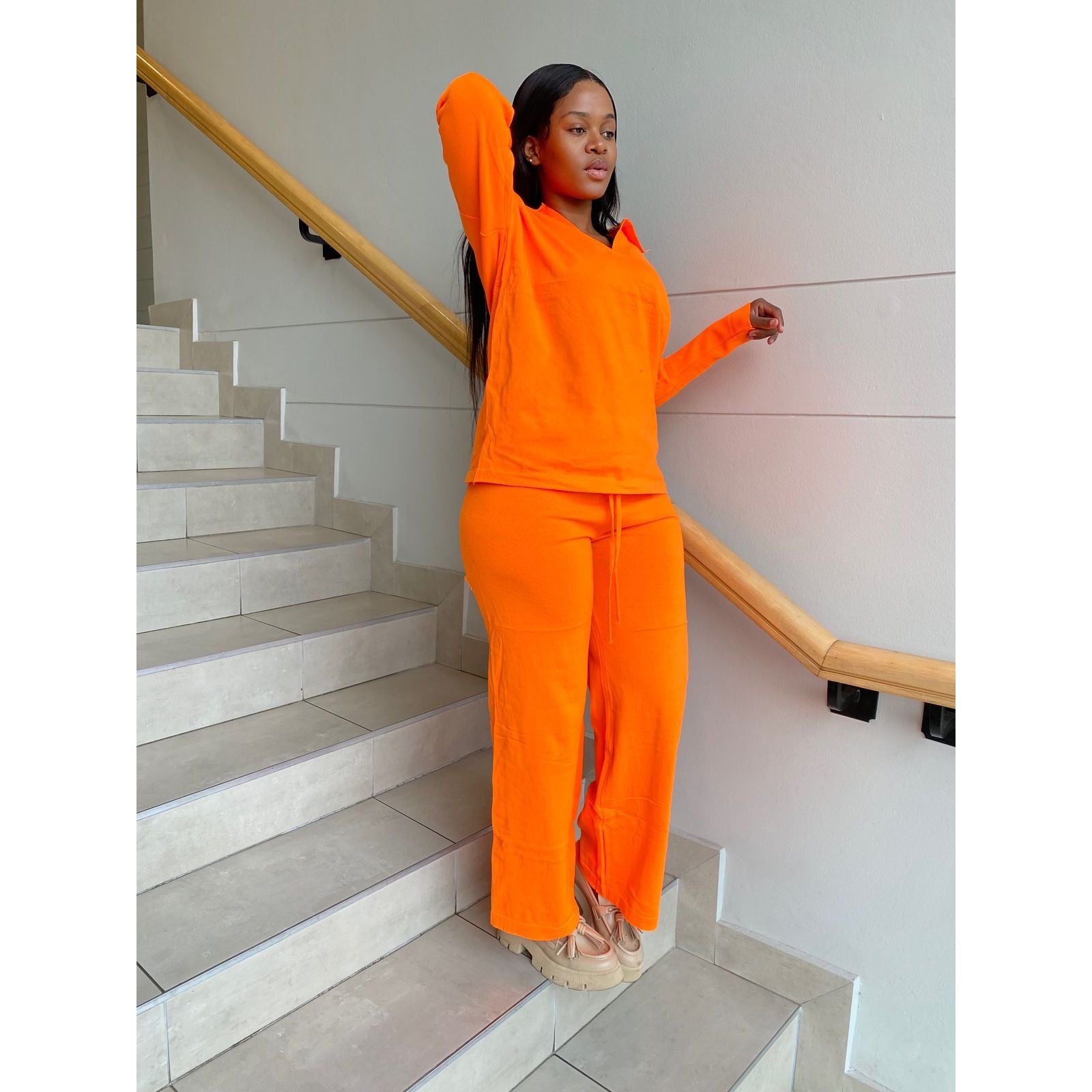 V-Neck High Waisted 2 Pieces Set