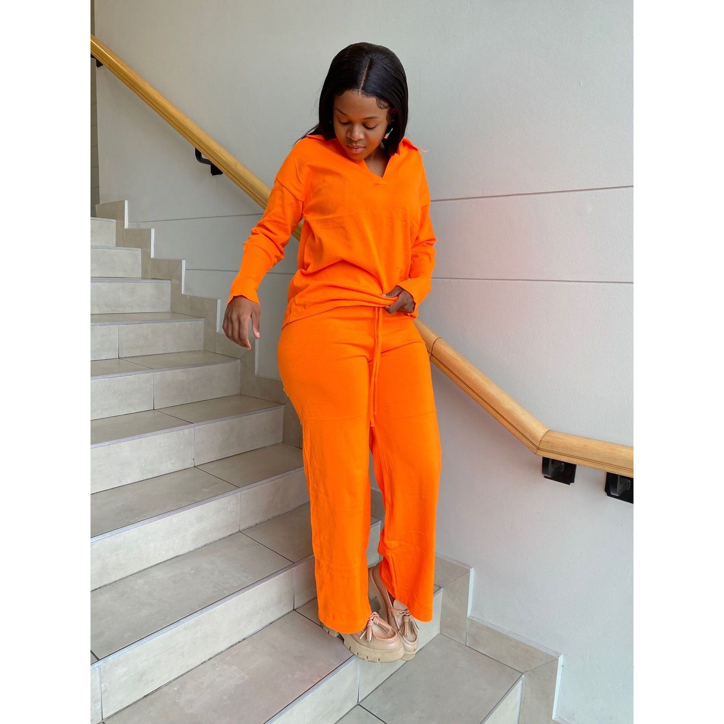 V-Neck High Waisted 2 Pieces Set