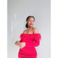 Bodycon Off Shoulder Feather Dress
