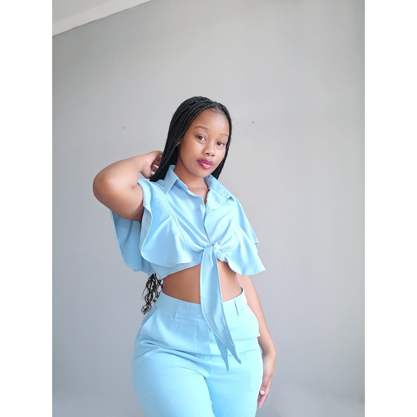 Short Sleeve Top and High Waisted Pant Set
