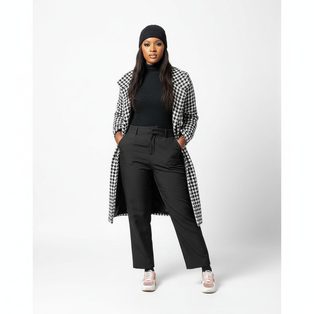 Plaid Print Belted Overcoat