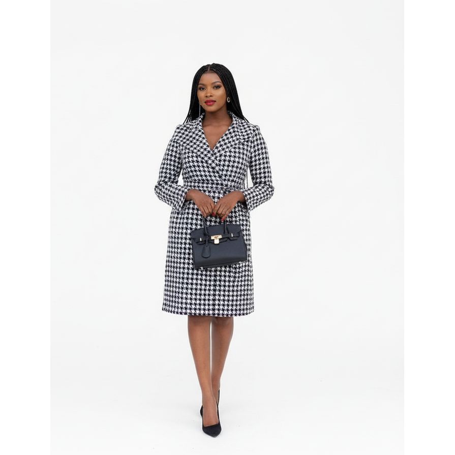 Plaid Print Belted Overcoat