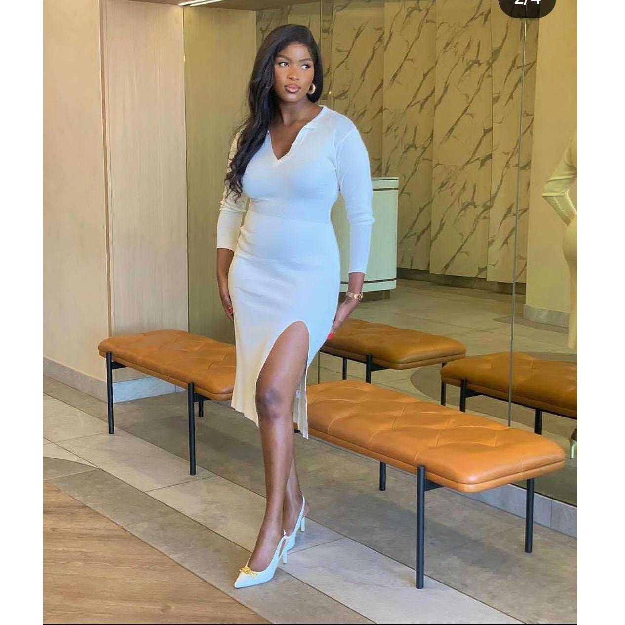 V-Neck Long Sleeve Dress