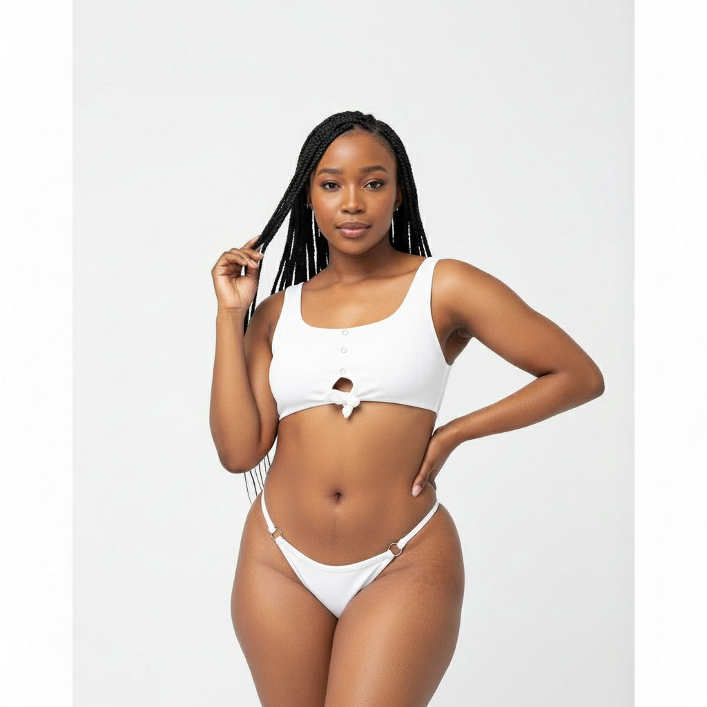 button tie bikini set